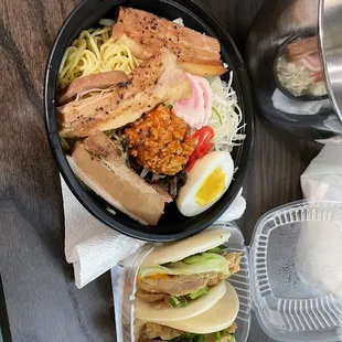 Takeout ramen and buns