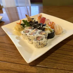 a plate of sushi