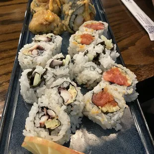 King Kong roll, spicy tako, and spicy tuna