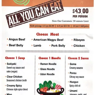 All-you-can-eat menu!