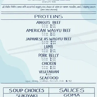 Dinner menu!