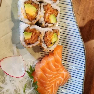 Lunch special - salmon combo $16 (good deal). 5 pieces of sashimi or nigiri &amp; a salmon or spicy salmon roll