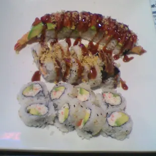 california roll, crunchy roll and i forget the other one but there delicious
