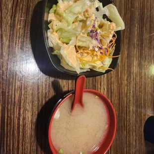 Miso soup and salad