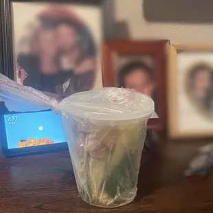 Wonton soup. $17.95 for this? 1 piece of shrimp in the entire container. TOTAL RIP-OFF. Never again.