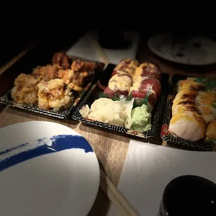 a variety of japanese food