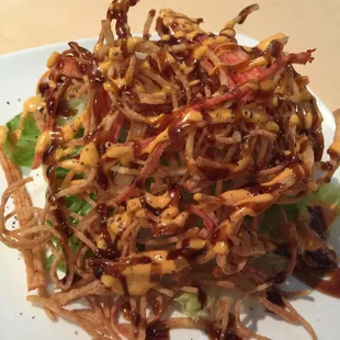 Crispy crab stick salad