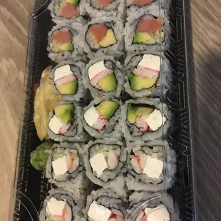 3 Rolls Lunch ... Tokyo roll on top, Philadelphia roll, East roll on bottom