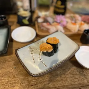 a plate of sushi