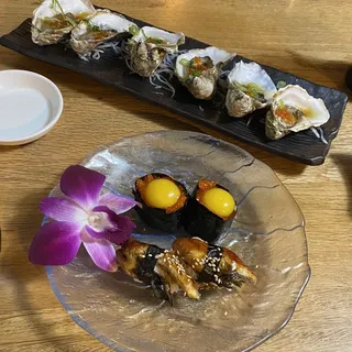 Tobiko and Quail Egg Nigiri