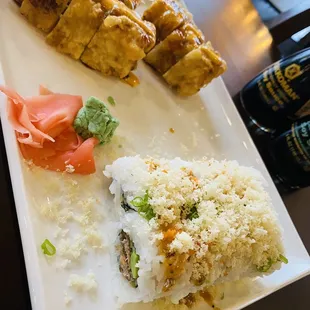 Salmon Skin Sushi and Double Spicy Roll Sushi, both were good.