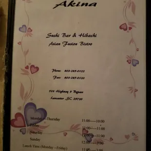 menu