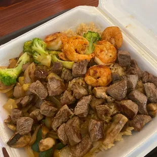 Hibachi Steak and shrimp, $14.70