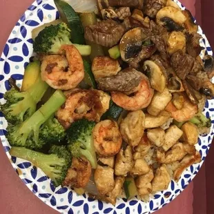 Hibachi Steak, Chicken, and Shrimp