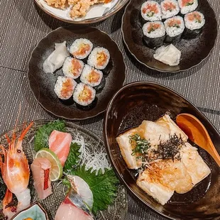 sushi, sashimi, sushi and sashimi, food