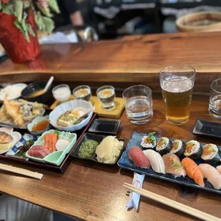 Amazing lunch sets for $26++ each. Miso soup included. Huge portions!. For the nigiri, pick a California or spicy tuna roll.