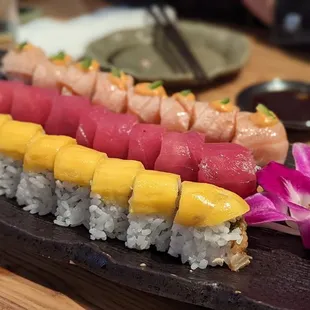 Spicy Mango Roll,  Seared Salmon Belly Roll,  Cherry Blossom Roll