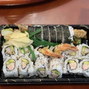 Spider rolll, tempura roll, Cali roll