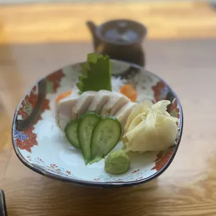 Wallu sashimi. Very small cuts. Very overprice. Fish was not fresh and small portions
