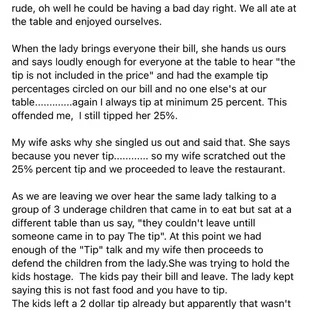 Review of owner harassing kids and customers.