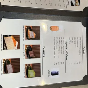 menu, sushi and sashimi