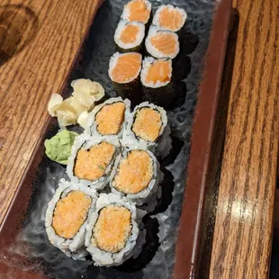 Salmon Roll Yellowtail Roll(i order this but I don&apos;t think it&apos;s what we got)