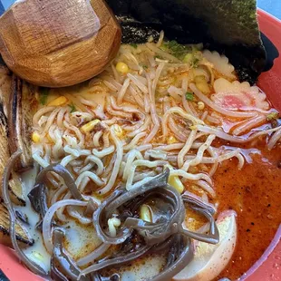 Akira Volcano Ramen.  The soup base is really good and it's not that spicy. Portion not too big or small.