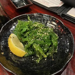 Sea weed salad! It's so good and crunchy