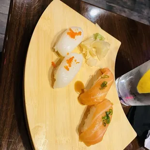 Squid and salmon
