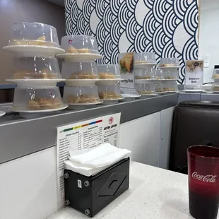 a table with a variety of pastries on it