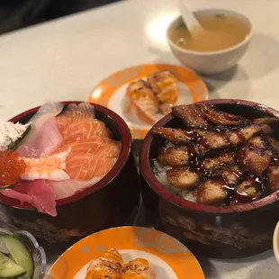 Chirashi Don-Raw and Unagi Don