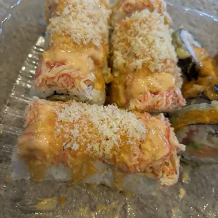 This is what we got. They put everything we told them NOT to put in these sushi's.