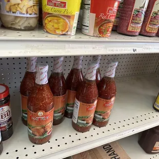 a variety of sauces and condiments