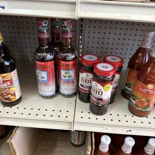 a variety of condiments