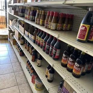 shelves of asian food and beverages
