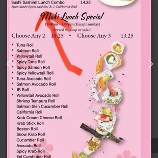 they don&apos;t honor their online menu. Paid for sashimi lunch no California roll.