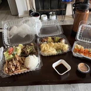 2 item bento box 8/10 (chicken &amp; bulgogi)  Dragon roll 4/10 Crazy roll 5/10 Lion King roll 5/10