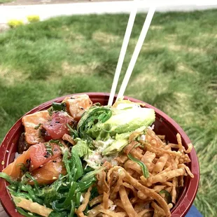 Look at that color! Peep that portion! Classic Poke Bowl for the win!