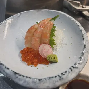 Spot prawn and salmon roe