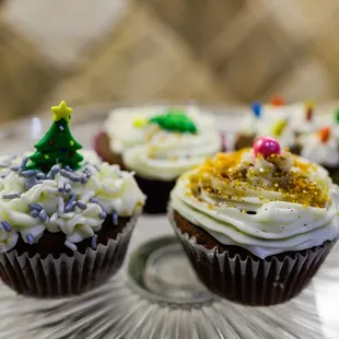 Heaven on a Plate - Chocolate cupcake with extra chocolaty holiday toppings. Best cupcakery in San Antonio