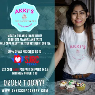 SJRC and Akki&apos;s Cupcakery Partnership - We give back 50% of profits to them. #SocialResponsibility.