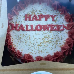 Vegan hummingbird cake with Halloween colors