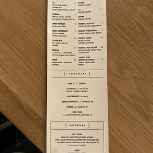 Menu back