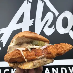 Awesome hot chicken (almost hottest level) sammich