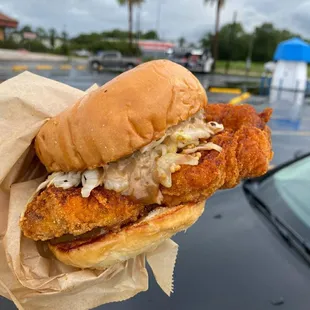 Filipino style hot chicken sandwhich