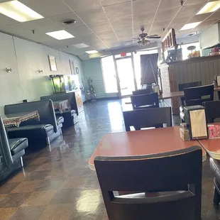 a view of the dining area