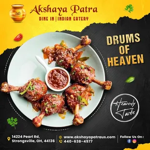 Tasty Chicken Drumsticks
.
For more information Call: 440.638.4977
Visit: www.AkshayaPatraUS.com
Located at: 14224 Pearl Rd, Strongsvill