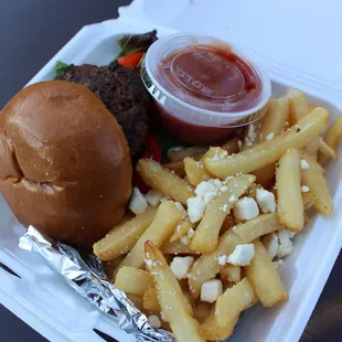 Aksum&apos;s full menu is available for take-out - Moroccan Lamb Burger