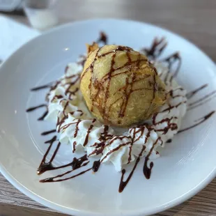 Fried Ice Cream-- tastes like a funnel cake.