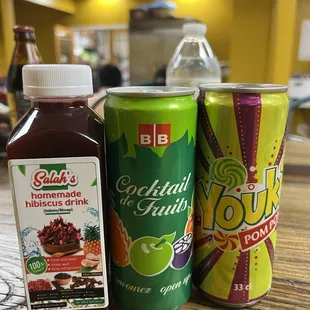 Ghanaian hibiscus juice and Togoan fruits drinks